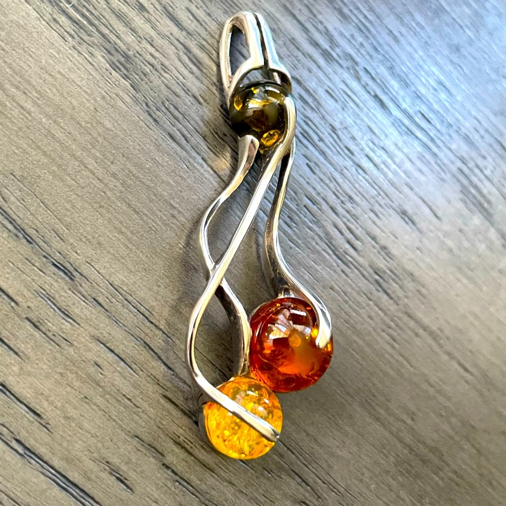 Amber Wave Sterling Silver Pendant - Picture 1 of 14